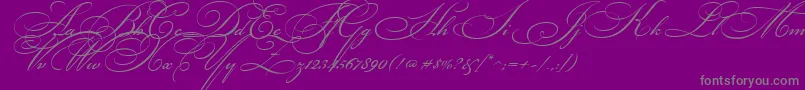 Fonte BickhamScriptTwo – fontes cinzas em um fundo violeta
