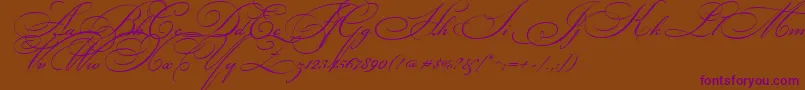 BickhamScriptTwo Font – Purple Fonts on Brown Background