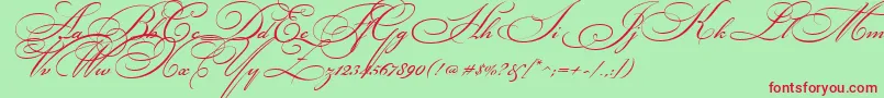 BickhamScriptTwo-Schriftart – Rote Schriften auf grünem Hintergrund