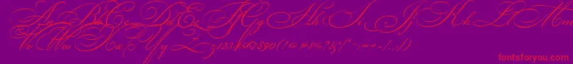 BickhamScriptTwo Font – Red Fonts on Purple Background