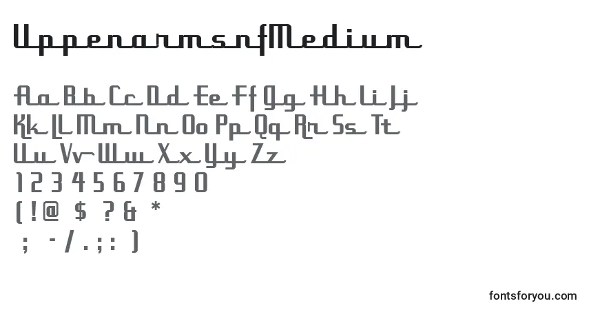 A fonte UppenarmsnfMedium – alfabeto, números, caracteres especiais