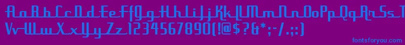 フォントUppenarmsnfMedium – 紫色の背景に青い文字