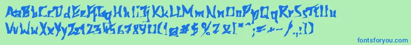Czcionka 612kosheyplBold – niebieskie czcionki na zielonym tle