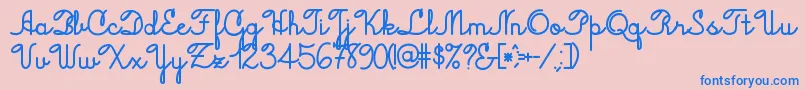 Police Jacobcursive – polices bleues sur fond rose