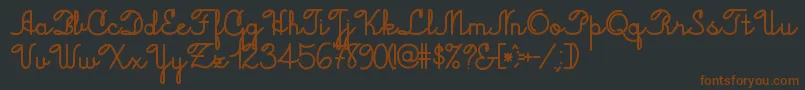 Jacobcursive-Schriftart – Braune Schriften auf schwarzem Hintergrund