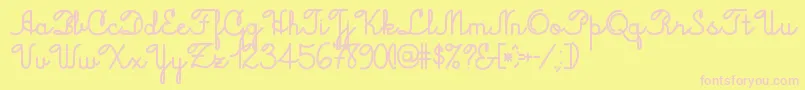 Jacobcursive Font – Pink Fonts on Yellow Background