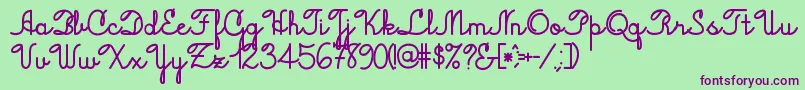 Jacobcursive Font – Purple Fonts on Green Background