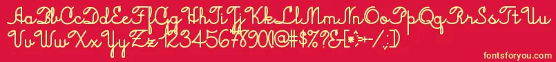 Шрифт Jacobcursive – жёлтые шрифты на красном фоне