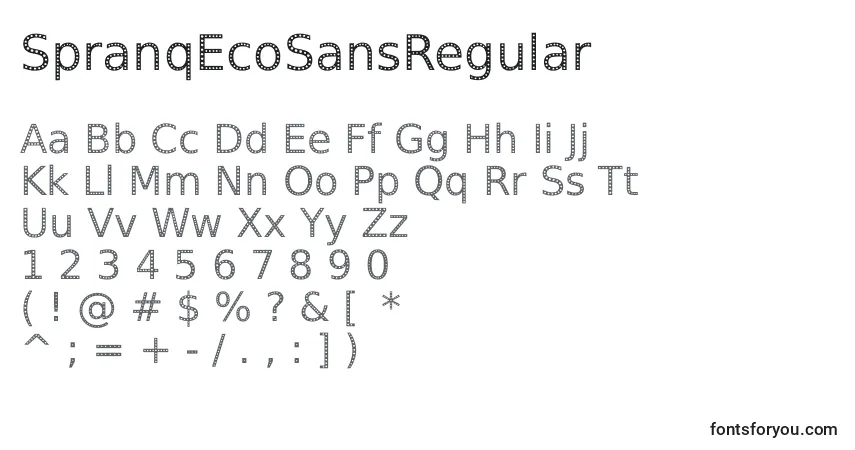 SpranqEcoSansRegular-fontti – aakkoset, numerot, erikoismerkit