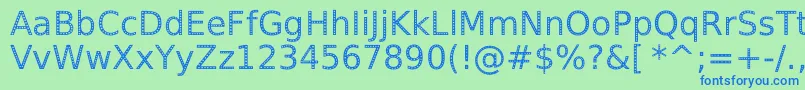SpranqEcoSansRegular-fontti – siniset fontit vihreällä taustalla