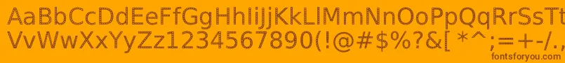 SpranqEcoSansRegular-Schriftart – Braune Schriften auf orangefarbenem Hintergrund