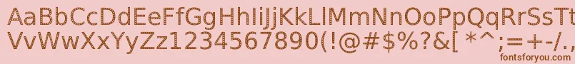 SpranqEcoSansRegular-Schriftart – Braune Schriften auf rosa Hintergrund
