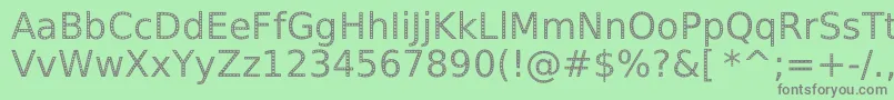 SpranqEcoSansRegular-Schriftart – Graue Schriften auf grünem Hintergrund