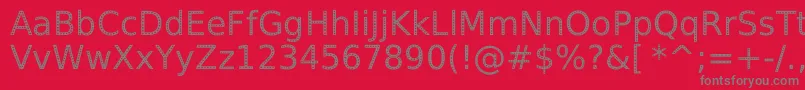 SpranqEcoSansRegular-Schriftart – Graue Schriften auf rotem Hintergrund