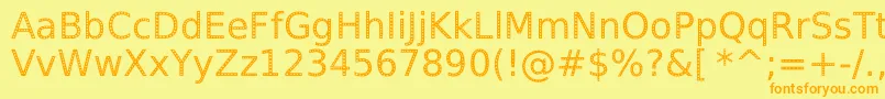 フォントSpranqEcoSansRegular – オレンジの文字が黄色の背景にあります。