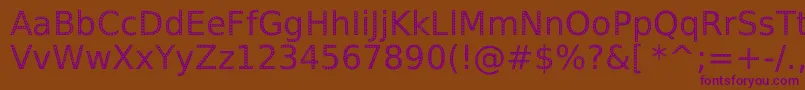Czcionka SpranqEcoSansRegular – fioletowe czcionki na brązowym tle