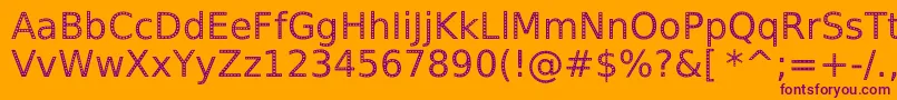 SpranqEcoSansRegular-Schriftart – Violette Schriften auf orangefarbenem Hintergrund