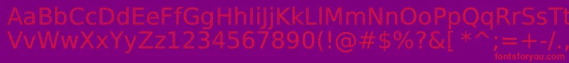 SpranqEcoSansRegular-Schriftart – Rote Schriften auf violettem Hintergrund