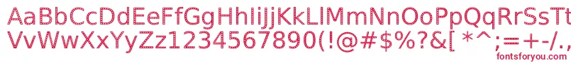 フォントSpranqEcoSansRegular – 白い背景に赤い文字