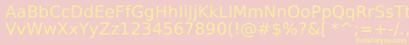 SpranqEcoSansRegular-fontti – keltaiset fontit vaaleanpunaisella taustalla