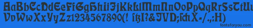 Czcionka RudelsbergPlakatschrift – czarne czcionki na niebieskim tle