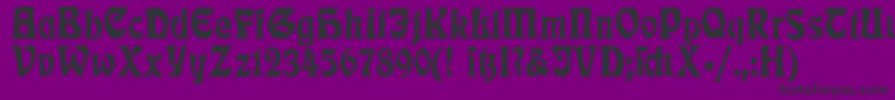 フォントRudelsbergPlakatschrift – 紫の背景に黒い文字