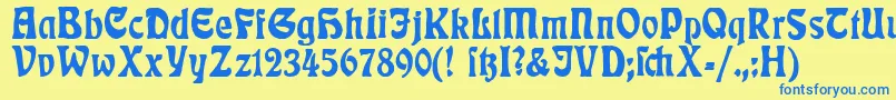 RudelsbergPlakatschrift Font – Blue Fonts on Yellow Background