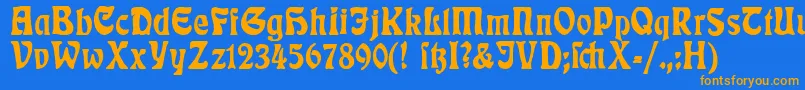 RudelsbergPlakatschrift Font – Orange Fonts on Blue Background