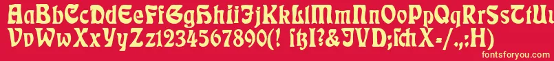 RudelsbergPlakatschrift Font – Yellow Fonts on Red Background