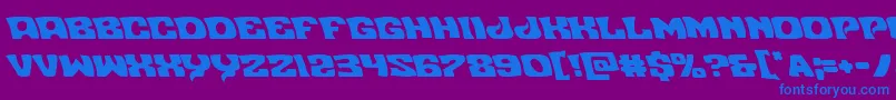 フォントNuevopassionleft – 紫色の背景に青い文字