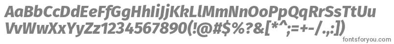 FirasansExtrabolditalic-fontti – harmaat kirjasimet valkoisella taustalla