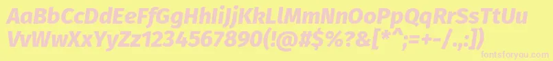 FirasansExtrabolditalic-fontti – vaaleanpunaiset fontit keltaisella taustalla