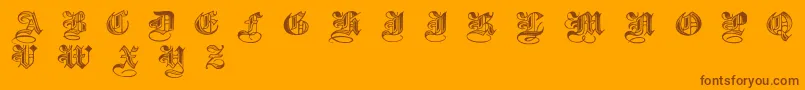 Halftone-Schriftart – Braune Schriften auf orangefarbenem Hintergrund