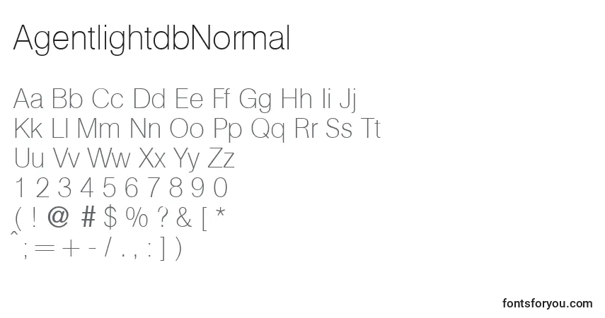 Schriftart AgentlightdbNormal – Alphabet, Zahlen, spezielle Symbole