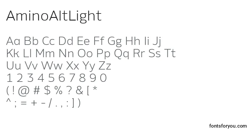 Schriftart AminoAltLight – Alphabet, Zahlen, spezielle Symbole