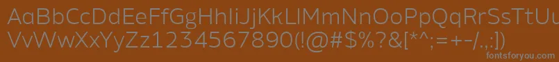 AminoAltLight-fontti – harmaat kirjasimet ruskealla taustalla