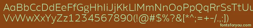 AminoAltLight-fontti – vihreät fontit ruskealla taustalla