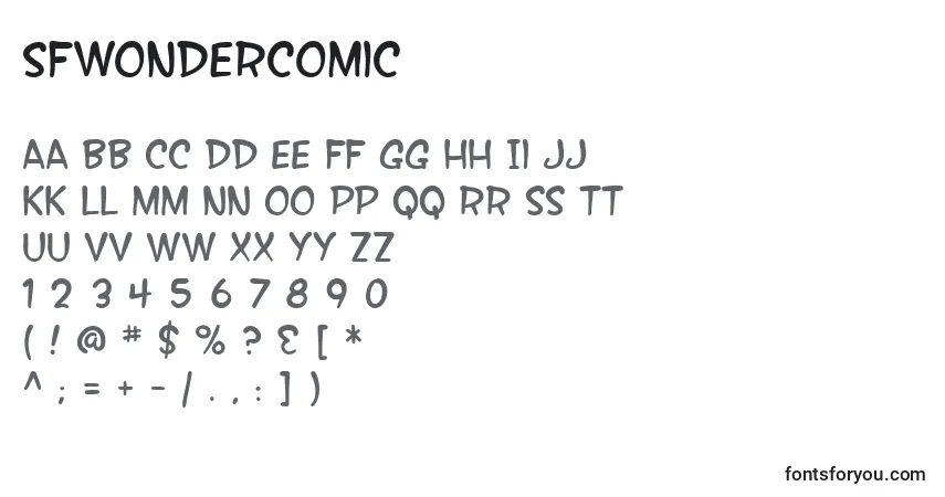 Шрифт SfWonderComic – алфавит, цифры, специальные символы