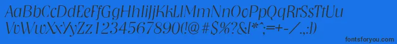 Czcionka NashvilleserialXlightItalic – czarne czcionki na niebieskim tle