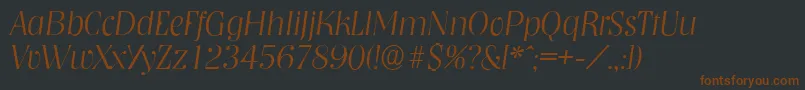 NashvilleserialXlightItalic-Schriftart – Braune Schriften auf schwarzem Hintergrund