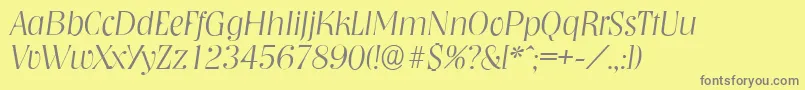 NashvilleserialXlightItalic-fontti – harmaat kirjasimet keltaisella taustalla