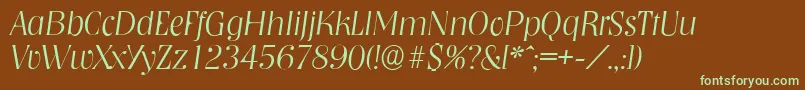 NashvilleserialXlightItalic Font – Green Fonts on Brown Background