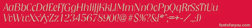Czcionka NashvilleserialXlightItalic – zielone czcionki na czerwonym tle