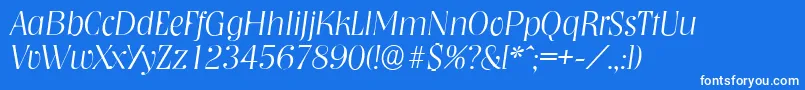 Шрифт NashvilleserialXlightItalic – белые шрифты на синем фоне