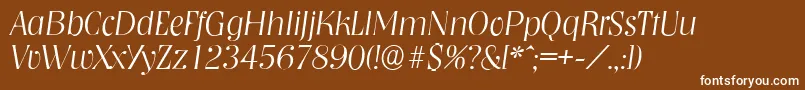 Fonte NashvilleserialXlightItalic – fontes brancas em um fundo marrom