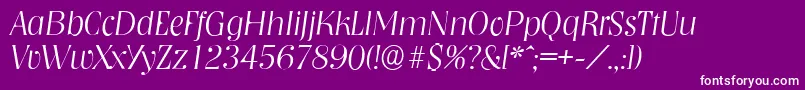 フォントNashvilleserialXlightItalic – 紫の背景に白い文字