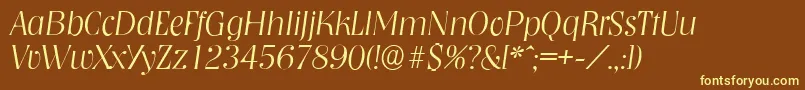 NashvilleserialXlightItalic Font – Yellow Fonts on Brown Background