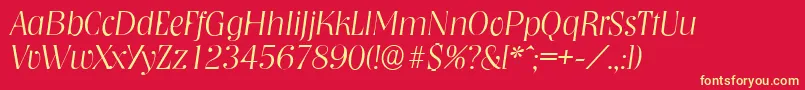 NashvilleserialXlightItalic Font – Yellow Fonts on Red Background