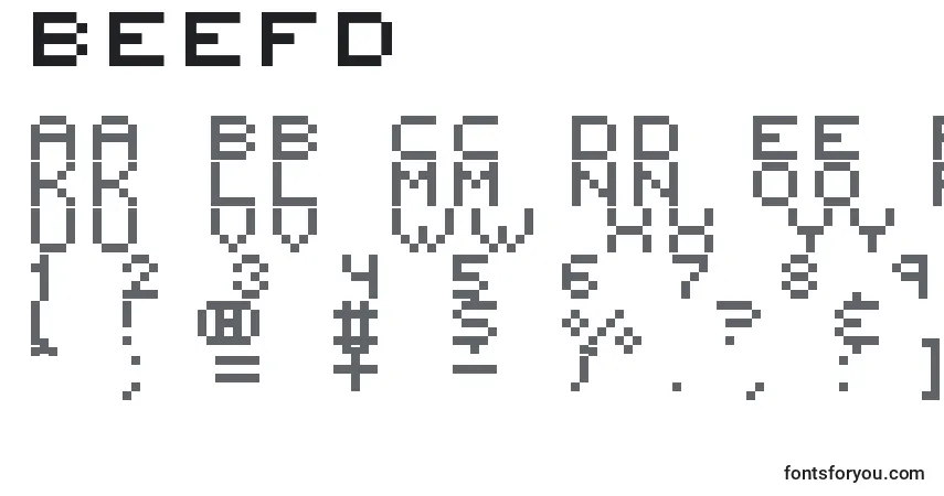Schriftart Beefd – Alphabet, Zahlen, spezielle Symbole