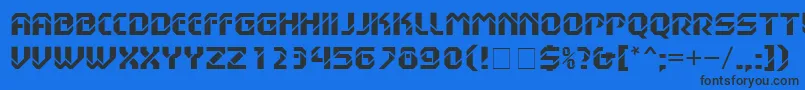 HanssonStencilMnBold-fontti – mustat fontit sinisellä taustalla